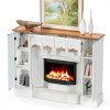 Timechee Fireplace Mantel White Mid Century Wood-2