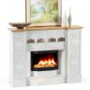 Timechee Fireplace Mantel White Mid Century Wood-0