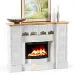 Timechee Fireplace Mantel White Mid Century Wood-0