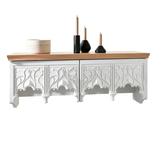 Timechee Fireplace Mantel White Mid Century Wood-6