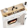 Timechee Fireplace Mantel White Mid Century Wood-4