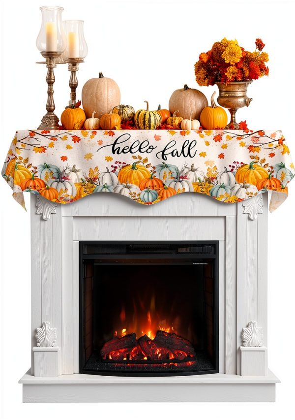 QueenKer Fireplace Scarf 100% Polyester Country Rustic-0