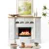 Timechee Fireplace Mantel White Mid Century Wood-7
