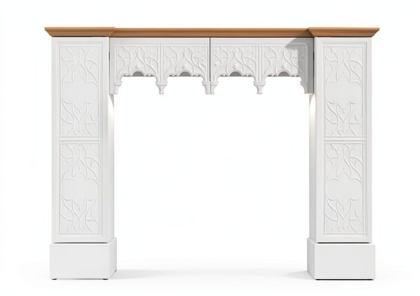 Timechee Fireplace Mantel White Mid Century Wood-8