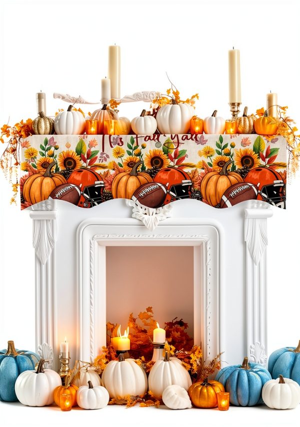 Fall Mantel Scarf DecorLovee Polyester Decor-1