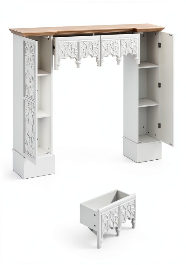Timechee Fireplace Mantel White Mid Century Wood-1