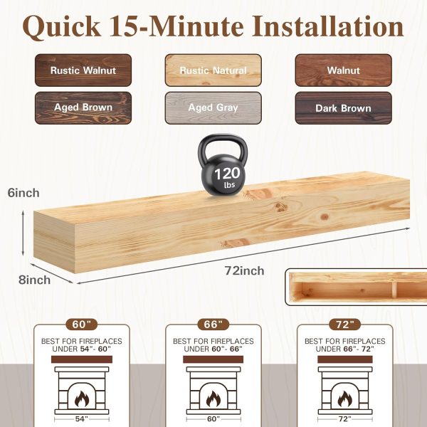 Eshoma Fireplace Mantel Surrounds Walnut 72-1
