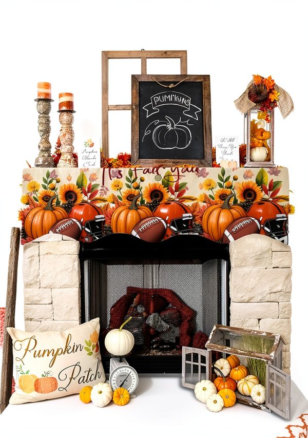 Fall Mantel Scarf DecorLovee Polyester Decor-3