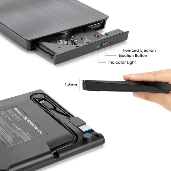 ROOFULL External CD DVD Drive Laptop Mac USB 3.0-4