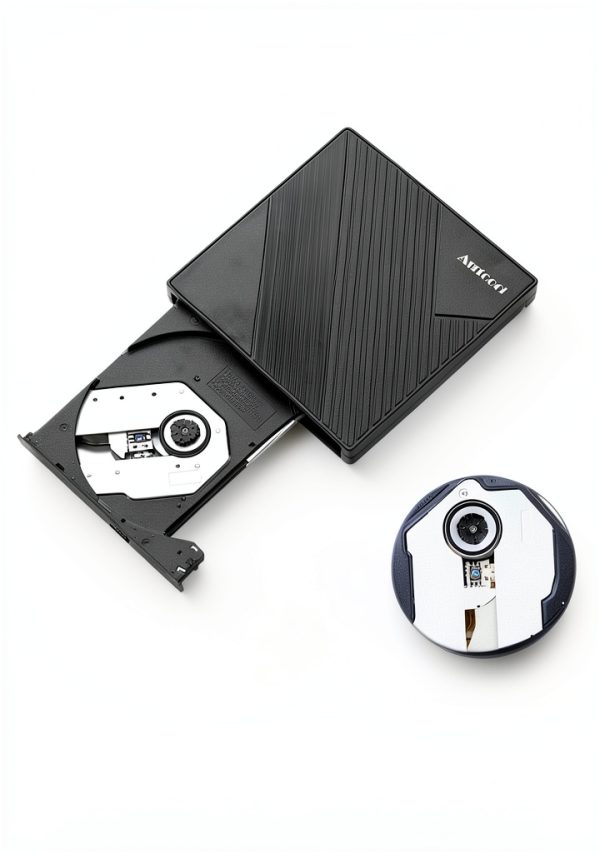 External DVD Drive Amicool A11 Black Slim Portable USB C Model-3