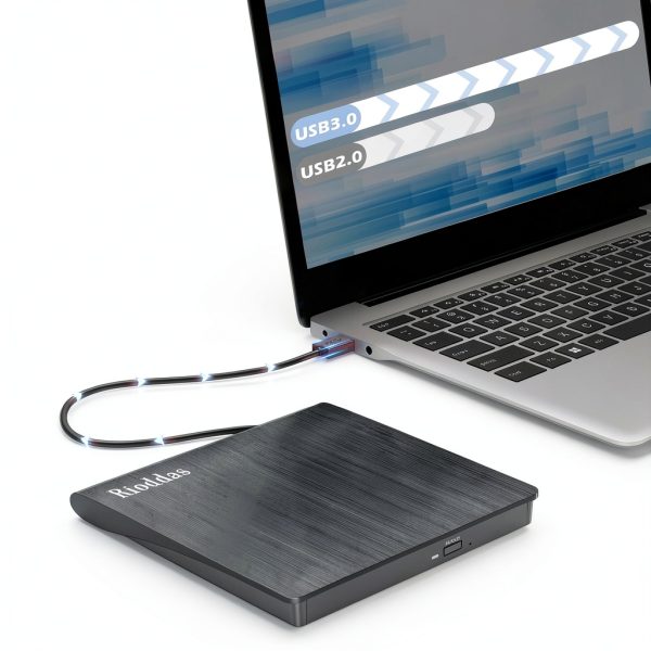 USB CD/DVD Drive Rioddas BT638 Dual Port USB‑A/USB‑C 3.0 External-1