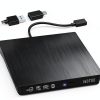 YOTUO External USB‑C CD/DVD Drive Black IDD029 Dual Port High Speed-0