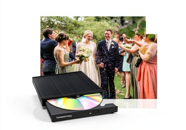 Laurensory Portable CD/DVD Burner Drive Black USB 3.0 High Speed-6