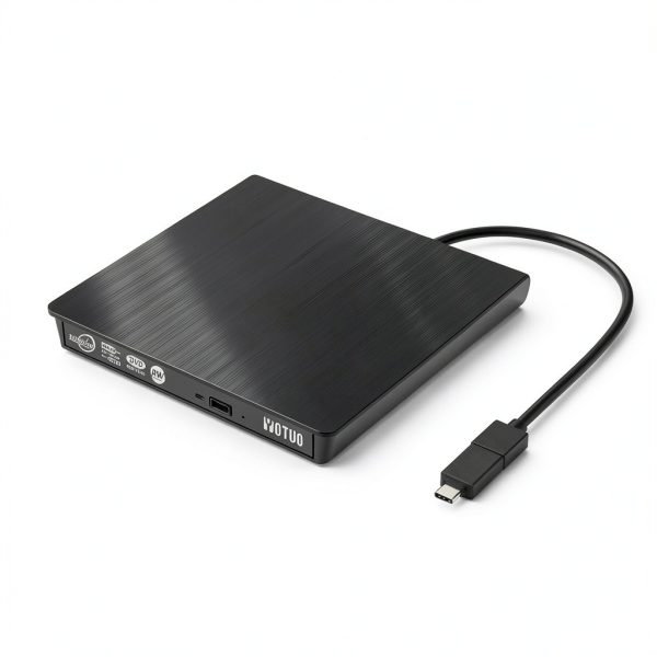 YOTUO External USB‑C CD/DVD Drive Black IDD029 Dual Port High Speed-4