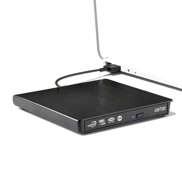 YOTUO External USB‑C CD/DVD Drive Black IDD029 Dual Port High Speed-2