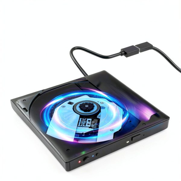 Laurensory Portable CD/DVD Burner Drive Black USB 3.0 High Speed-1