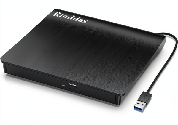 USB CD/DVD Drive Rioddas BT638 Dual Port USB‑A/USB‑C 3.0 External-0