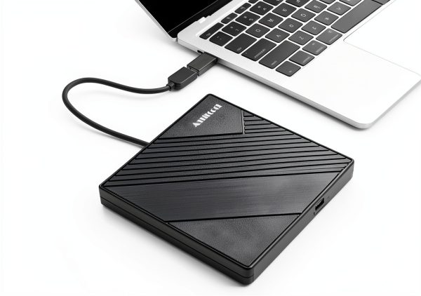 External DVD Drive Amicool A11 Black Slim Portable USB C Model-1