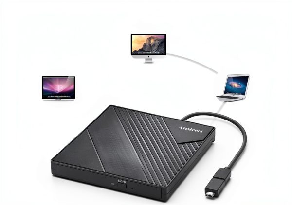 External DVD Drive Amicool A11 Black Slim Portable USB C Model-2