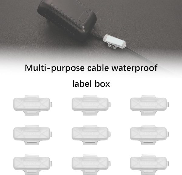 The Lord of the Tools 100pcs Cable Label Boxes Cable Wire Clip Wire Waterproof Marking Box 30 x 10 mm Wire Transparent Signage Identification Box Cable Waterproof Label Box-1