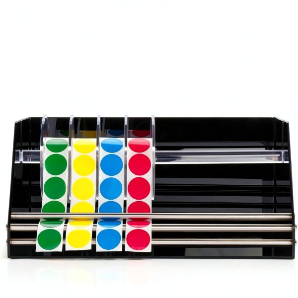 Roll Label Dispenser for Sticker Labels | Thick Durable Acrylic Sticker Roll Holder with Anti-Slip Feet and Spacer Springs-3