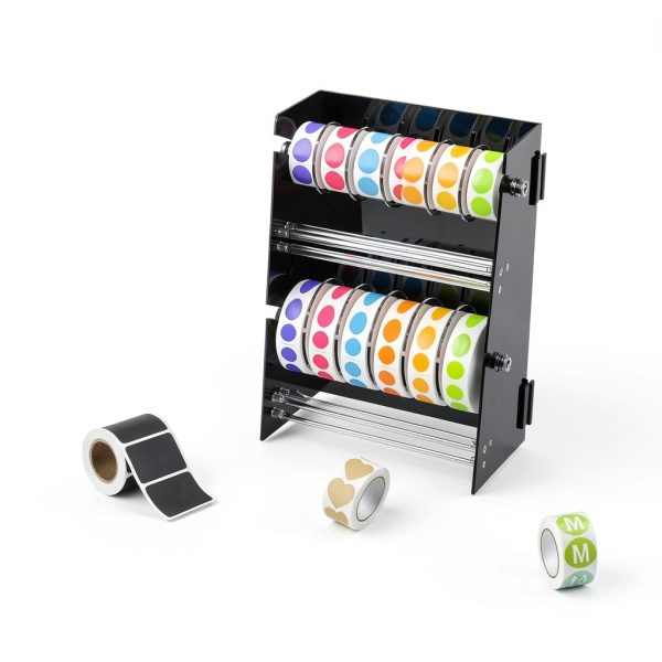 Acrylic Sticker Roll Dispenser Derkerry Double Layer for 12 Rolls-5