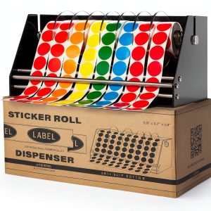 Roll Label Dispenser for Sticker Labels | Thick Durable Acrylic Sticker Roll Holder with Anti-Slip Feet and Spacer Springs-0