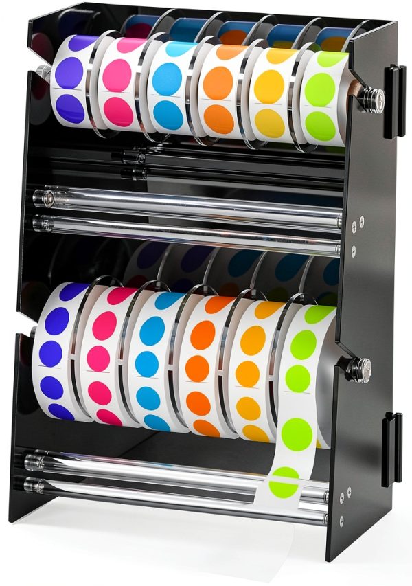 Acrylic Sticker Roll Dispenser Derkerry Double Layer for 12 Rolls-0