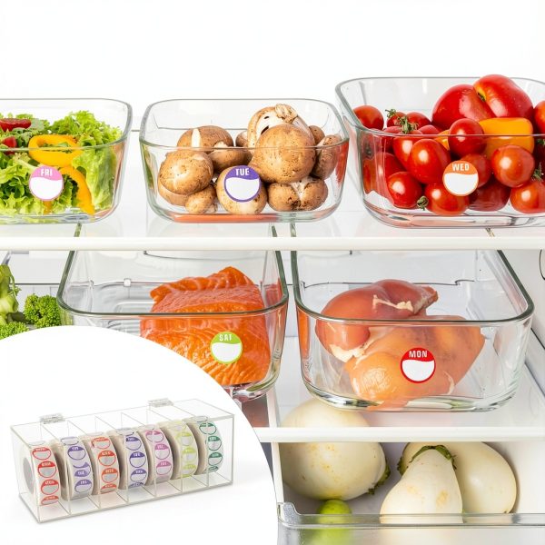 Acrylic Day of The Week Covered Label Dispenser 7-Slot Dispenser Day of The Week Label Dispenser Wall Mount Sticker Roll Dispenser for 1",3/4"Day of The Week Stickers 1 Inch Label Dispenser (No Label)-4